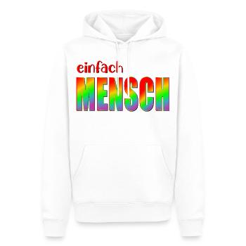 MENSCH INKLUSION VIELFALT - Männer Premium Bio Hoodie - Weiß - Vorne - Nico (187cm)