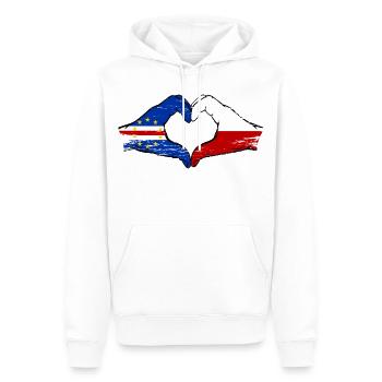 Drapeau du drapeau de la Pologne du Cap-Vert en forme de cœur utilisé - Sweat à capuche Premium bio Homme - blanc - Devant - Nico (187cm)