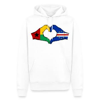Drapeau du Cap-Vert Guinée-Bissau Mains en forme de cœur - Sweat à capuche Premium bio Homme - blanc - Devant - Nico (187cm)