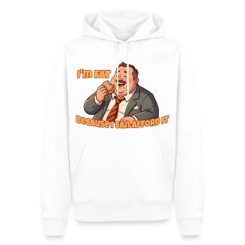 Je suis gros, je me permets ça drôle, sarcastique, mangeant de la nourriture - Sweat à capuche Premium bio Homme - blanc - Devant - Nico (187cm)