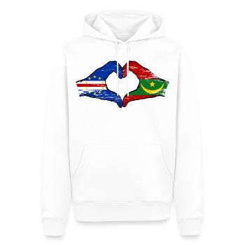 Drapeau du Cap-Vert Mauritanie Mains en forme de cœur - Sweat à capuche Premium bio Homme - blanc - Devant - Nico (187cm)