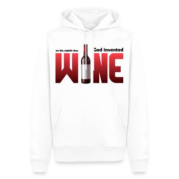 Bouteille de vin en grande typographie - Sweat à capuche Premium bio Homme - blanc - Devant - Nico (187cm)