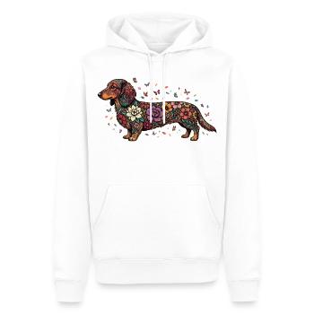 Dachshund Floral Pattern - Men’s Premium Organic Hoodie - white - Front - Nico (187cm)
