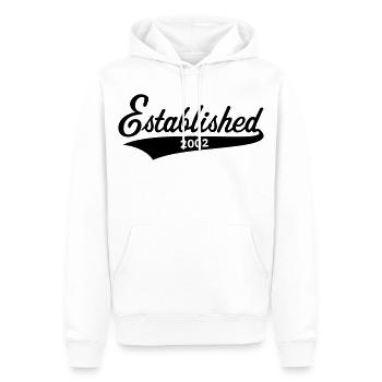 Créé en 2002 (année de naissance, anniversaire / Noir) - Sweat à capuche Premium bio Homme - blanc - Devant - Nico (187cm)
