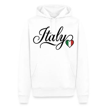 Italie Script Cœur Tricolore - Sweat à capuche Premium bio Homme - blanc - Devant - Nico (187cm)
