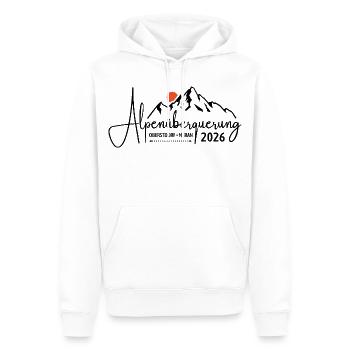 Alpenüberquerung 2026, Oberstdorf Meran, Wandern - Männer Premium Bio Hoodie - Weiß - Vorne - Nico (187cm)