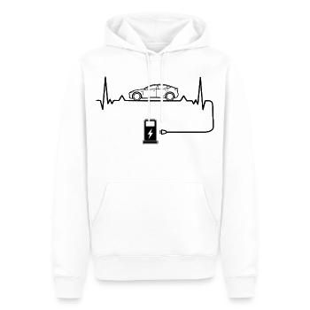 Amour des voitures électriques avec battement de cœur Voitures électriques - Sweat à capuche Premium bio Homme - blanc - Devant - Nico (187cm)