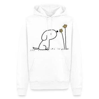 Silhouette minimale des fleurs jaunes - Sweat à capuche Premium bio Homme - blanc - Devant - Nico (187cm)