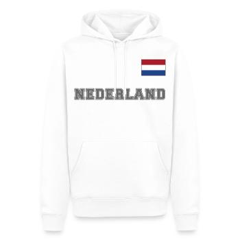 Niederlande Trikot Look - Holland – NEDERLAND - Männer Premium Bio Hoodie - Weiß - Vorne - Nico (187cm)