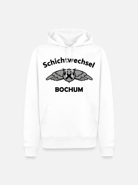 Flügelhammer Bochum Schicht Emblem - Männer Premium Bio Hoodie - Weiß