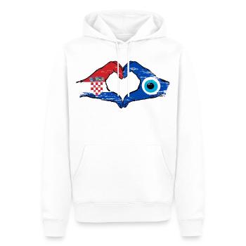 Kroatien Nazar Flagge Hände Herzform used - Männer Premium Bio Hoodie - Weiß - Vorne - Nico (187cm)