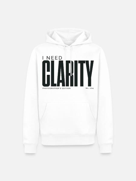 Ich brauche Klarheit | Fotografenausgabe - Männer Premium Bio Hoodie - Weiß