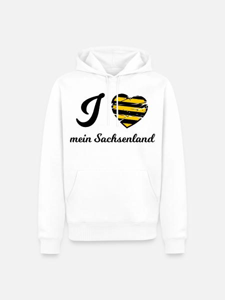 Sachsen Herzstreifen Gelb - Männer Premium Bio Hoodie - Weiß