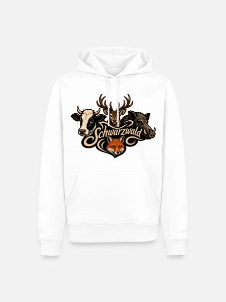Schwarzwald Kuh Hirsch Wildsau Fuchs - Männer Premium Bio Hoodie - Weiß
