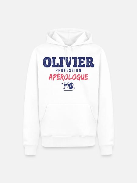 Olivier Aperologue – Humor Apéro - Männer Premium Bio Hoodie - Weiß