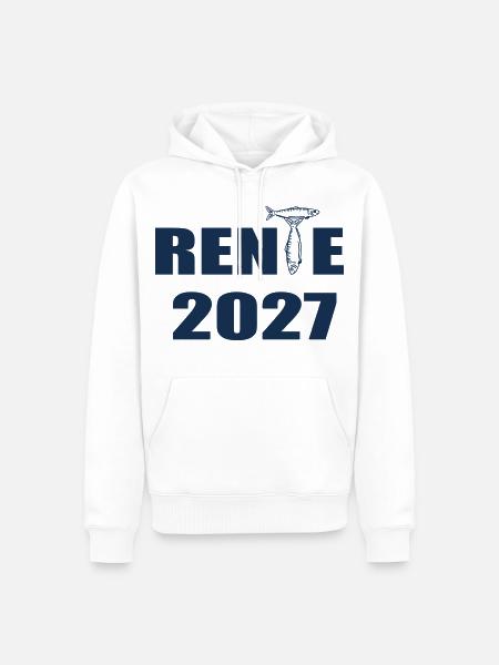 Rente 2027, Angler Fischer - Männer Premium Bio Hoodie - Weiß