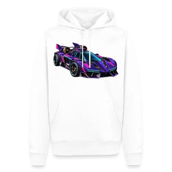 Lila Neon-Supersportwagen - Männer Premium Bio Hoodie - Weiß - Vorne - Nico (187cm)