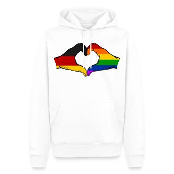 Deutschland Regenbogen Flagge Hände Herzform - Männer Premium Bio Hoodie - Weiß - Vorne - Nico (187cm)