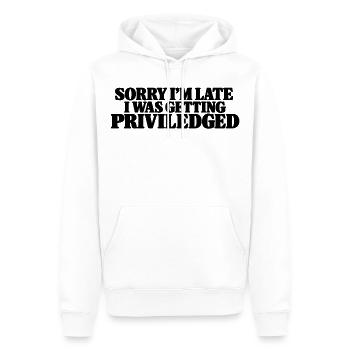 Entschuldigung, dass ich zu spät bin – privilegiert - Männer Premium Bio Hoodie - Weiß - Vorne - Nico (187cm)