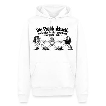 Lustiger Spruch, Ganz links oder ganz rechts... - Männer Premium Bio Hoodie - Weiß - Vorne - Nico (187cm)
