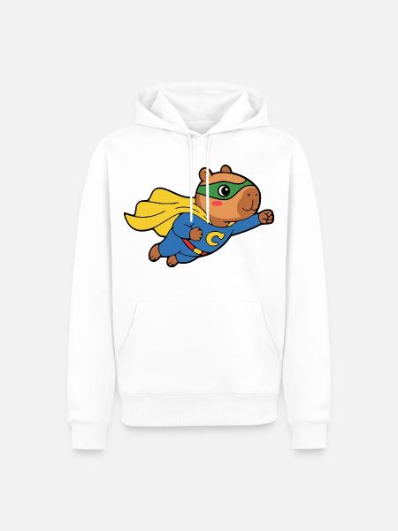 Niedliches Capybara-Superhelden-Umhang-Tierliebhaber-Geschenk - Männer Premium Bio Hoodie - Weiß