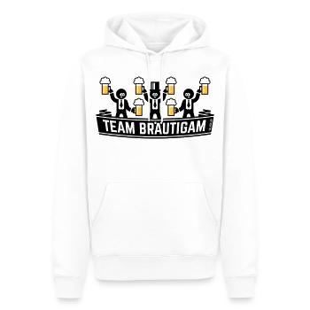 Team Bräutigam (JGA Polterabend Bierkrüge / POS2C) - Männer Premium Bio Hoodie - Weiß - Vorne - Nico (187cm)