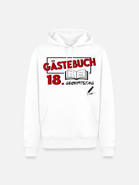 Gästeliste Gästebuch 18. Geburtstag Party Geschenk - Männer Premium Bio Hoodie - Weiß