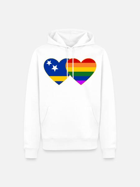 Curacao Regenbogen Flagge Herz - Männer Premium Bio Hoodie - Weiß