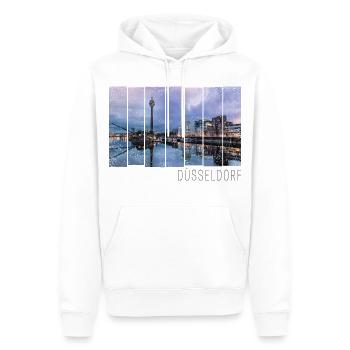 Düsseldorf in Nordrhein Westfalen mit Skyline - Männer Premium Bio Hoodie - Weiß - Vorne - Nico (187cm)