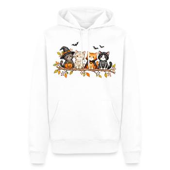 Halloween Katzen | Niedliche Gruselkatzen Herbst - Männer Premium Bio Hoodie - Weiß - Vorne - Nico (187cm)