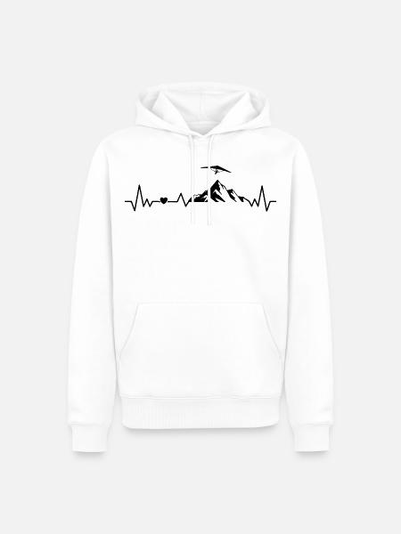 Drachenfliegen Herzschlag Drachenflieger Mit Berg - Männer Premium Bio Hoodie - Weiß