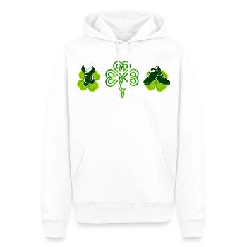 Irische Tanzschuhe, Klee und grünes Kleeblatt - Männer Premium Bio Hoodie - Weiß - Vorne - Nico (187cm)