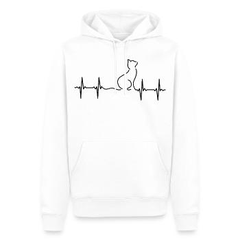 Katze EKG Herzschlag - Männer Premium Bio Hoodie - Weiß - Vorne - Nico (187cm)