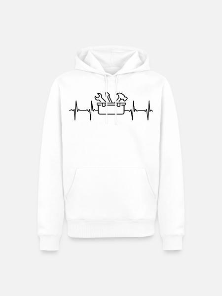 Handwerker EKG Herzschlag - Männer Premium Bio Hoodie - Weiß