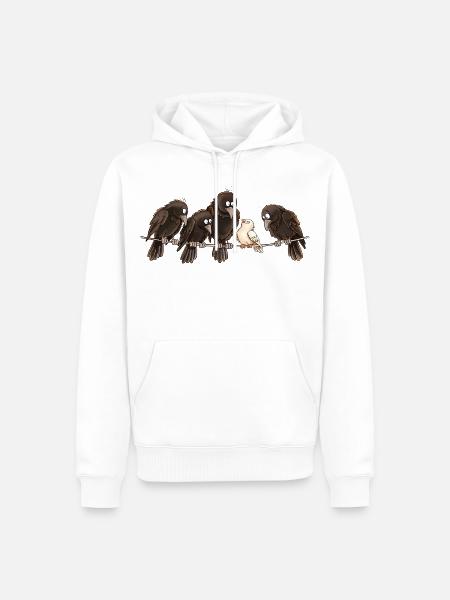 Krähen Raben Taube Statement Anderssein Vogel - Männer Premium Bio Hoodie - Weiß