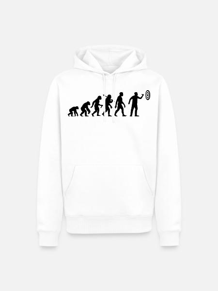 Darts Evolution Dart Zielen Auf Zielscheibe - Männer Premium Bio Hoodie - Weiß