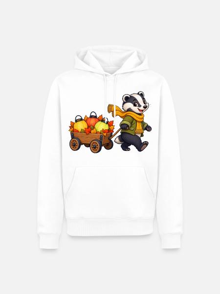 Dachskind mit buntem Blätterlichterwagen - Männer Premium Bio Hoodie - Weiß