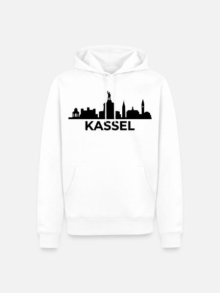 Kassel Wahrzeichen Silhouette skyline - Männer Premium Bio Hoodie - Weiß