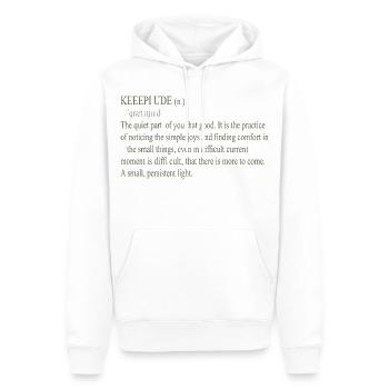 Stille Freude Typo-Definition - Männer Premium Bio Hoodie - Weiß - Vorne - Nico (187cm)