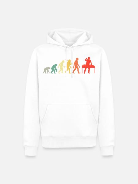 DJ Evolution Deejay Disc-Jockey Mischpult + Venyl - Männer Premium Bio Hoodie - Weiß