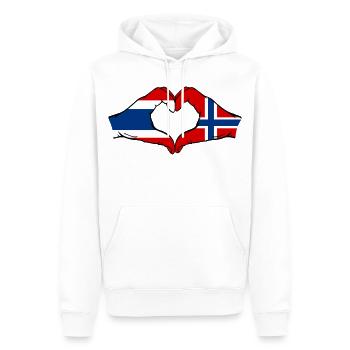 Thailand Schweden Flagge Hände Herzform - Männer Premium Bio Hoodie - Weiß - Vorne - Nico (187cm)
