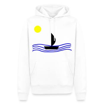 Mit dem Boot auf dem Meer - Männer Premium Bio Hoodie - Weiß - Vorne - Nico (187cm)
