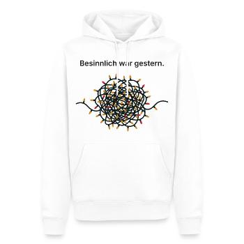 Besinnlich war gestern - Lichterkette Weihnachten  - Männer Premium Bio Hoodie - Weiß - Vorne - Nico (187cm)