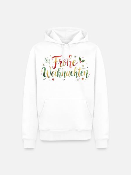 Frohe Weihnachten Schriftzug - Handschrift - Männer Premium Bio Hoodie - Weiß