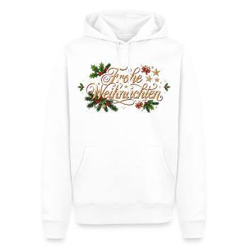 Frohe Weihnachten - Goldener Schriftzug - Männer Premium Bio Hoodie - Weiß - Vorne - Nico (187cm)