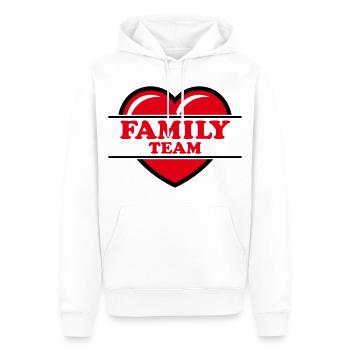 Family Team (Familie / Herz / Liebe / Love / R 2C) - Männer Premium Bio Hoodie - Weiß - Vorne - Nico (187cm)