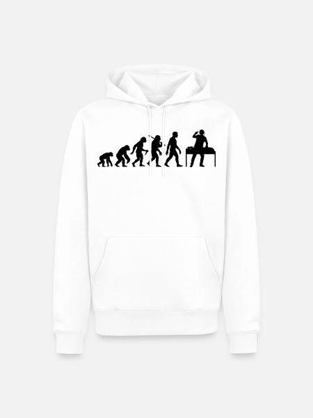 DJ Evolution Deejay Disc-Jockey Mischpult + Venyl - Männer Premium Bio Hoodie - Weiß