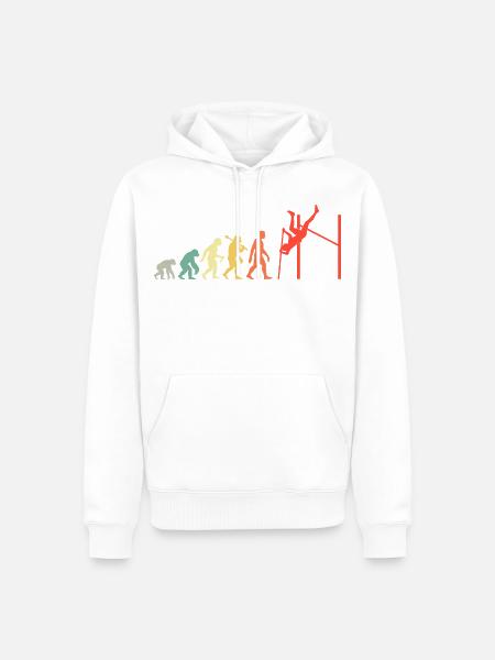 Retro Stabhochspung Evolution Leichtathletik Fans - Männer Premium Bio Hoodie - Weiß