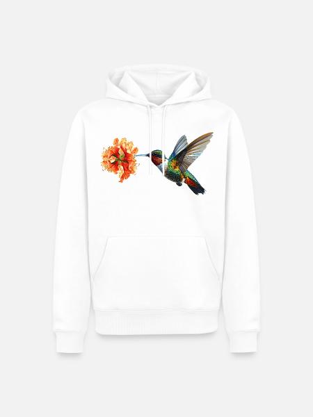 Kolibri - Männer Premium Bio Hoodie - Weiß