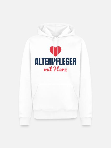 Altenpfleger mit Herz – Pflege Geschenk - Männer Premium Bio Hoodie - Weiß